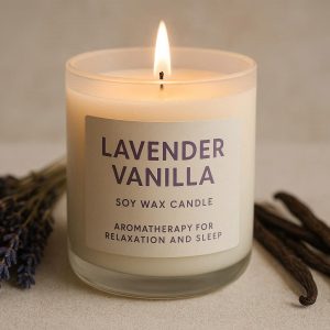 1 Lavender Vanilla Soy Wax Candle Aromatherapy for Relaxation and Sleep