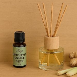 10 Lemongrass Ginger Reed Diffuser Set for Energizing and Uplifting Home Scents