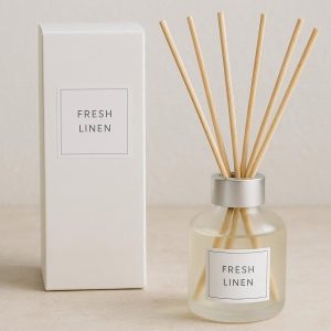 22 Fresh Linen Reed Diffuser Set with Natural Rattan Sticks for Home