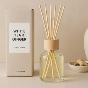26 White Tea and Ginger Reed Diffuser Set for a Soothing Ambiance